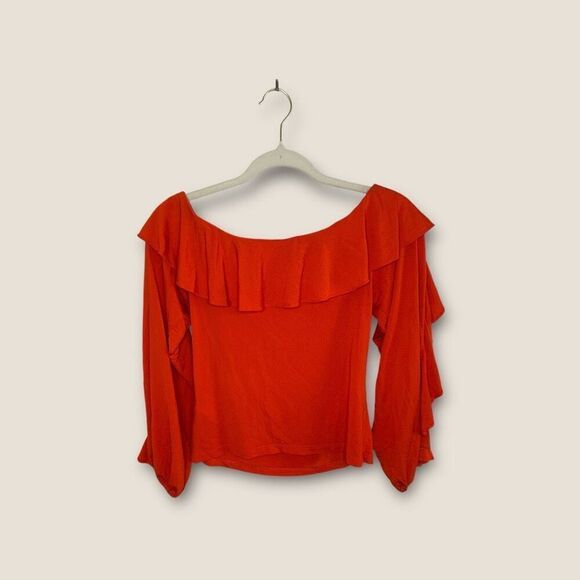 By Anthropologie Off The Shoulder Ruffle Top Red Size XS - Picture 5 of 9